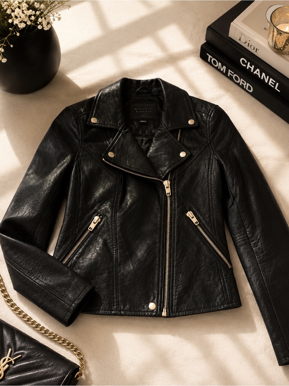 Black Faux Leather Moto Jacket